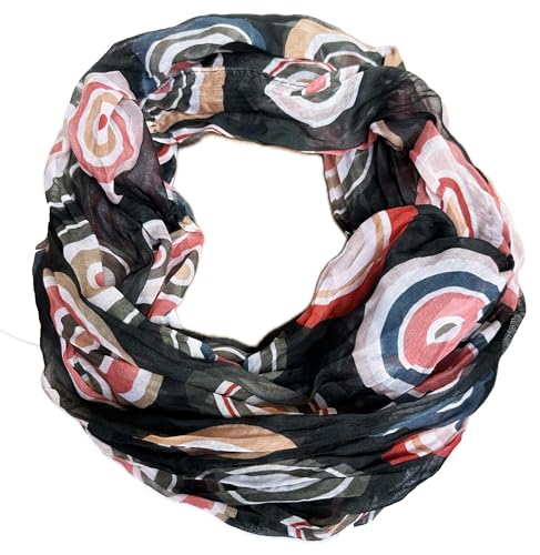 J26 Blumen Mandala Farbverlauf Seide Sommer Loop Verlauf Regenbogen Rainbow Silk Uni Rundschal Schlauchschal Stola Schal leicht (Kreis B Schwarz) von J26