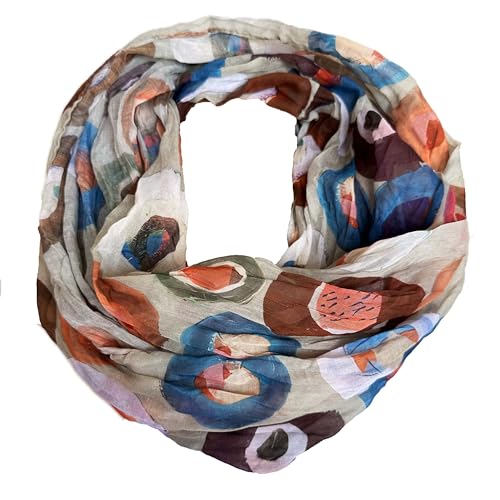 J26 Blumen Mandala Farbverlauf Seide Sommer Loop Verlauf Regenbogen Rainbow Silk Uni Rundschal Schlauchschal Stola Schal leicht (Kreis C Beige) von J26