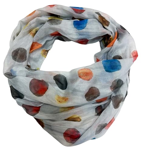 J26 Dots Punkte Seide Sommer Kreis Loop Farbverlauf Silk Uni Rundschal Schlauchschal Stola Schal leicht (Dots Grau) von J26