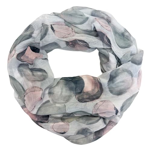 J26 Dots Punkte Seide Sommer Kreis Loop Farbverlauf Silk Uni Rundschal Schlauchschal Stola Schal leicht (Kreis Grau) von J26