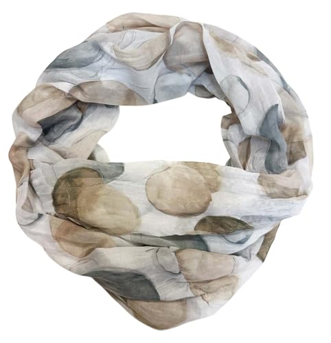 J26 Dots Punkte Seide Sommer Kreis Loop Farbverlauf Silk Uni Rundschal Schlauchschal Stola Schal leicht (Kreis Khaki) von J26