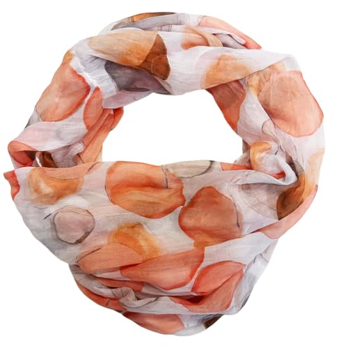 J26 Dots Punkte Seide Sommer Kreis Loop Farbverlauf Silk Uni Rundschal Schlauchschal Stola Schal leicht (Kreis Orange) von J26