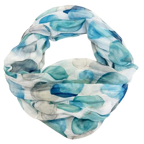 J26 Dots Punkte Seide Sommer Loop Farbverlauf Silk Uni Rundschal Schlauchschal Stola Schal leicht (Kreis Blau) von J26