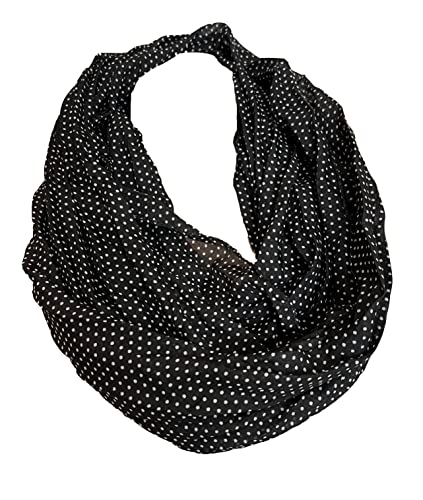J26 Dots Punkte Seide Sommer Loop Farbverlauf Silk Uni Rundschal Schlauchschal Stola Schal leicht (Schwarz) von J26
