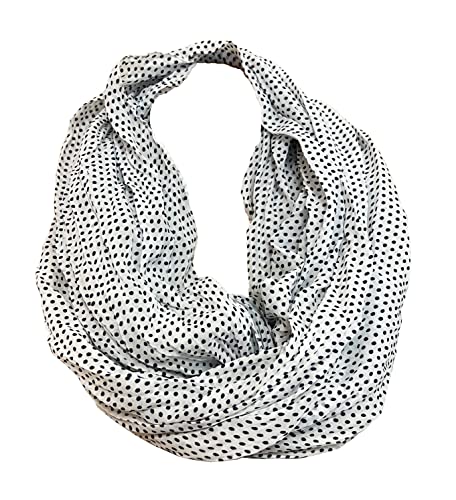 J26 Dots Punkte Seide Sommer Loop Farbverlauf Silk Uni Rundschal Schlauchschal Stola Schal leicht (Weiß), 160 x 48cm von J26