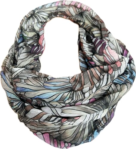 J26 Farbverlauf Blumen Marmor Seide Sommer Loop Verlauf Stripes Regenbogen Rainbow Silk Uni Rundschal Schlauchschal Stola Schal leicht (B Taupe) von J26