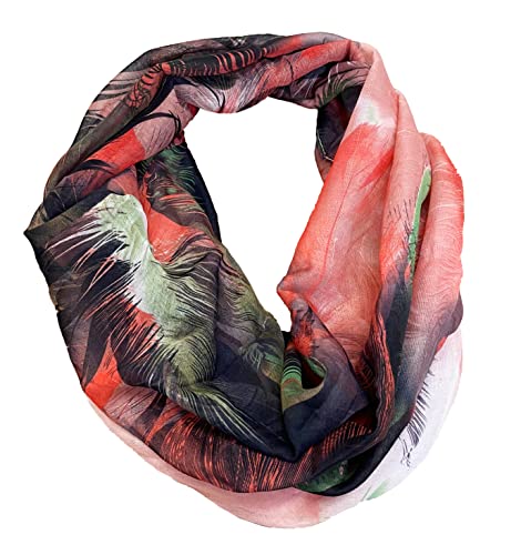 J26 Feder Seide Sommer Loop Verlauf Regenbogen Rainbow Silk Uni Rundschal Schlauchschal Stola Schal leicht (Rot), 160 x 48 cm von J26
