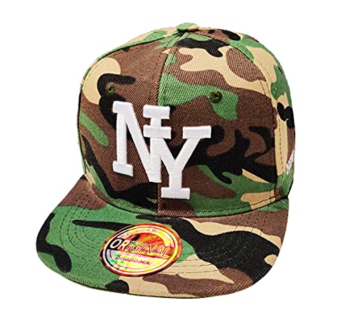 J26 Kids Kinder Snapback USA Cap Teenie Kappe Basecap Mütze Trucker Cappy Sport NY (Camo) von J26