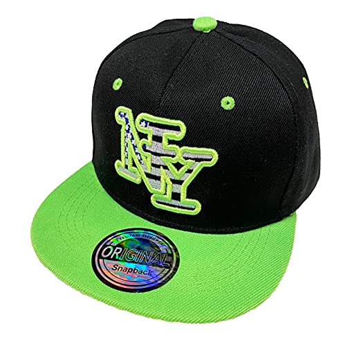 J26 Kids Kinder Snapback USA Cap Teenie Kappe Basecap Mütze Trucker Cappy Sport NY (Grün Stripe) von J26