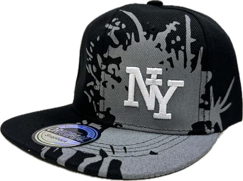 J26 Kids Kinder Snapback USA Cap Teenie Kappe Basecap Mütze Trucker Cappy Sport NY (NY Splash Black) von J26
