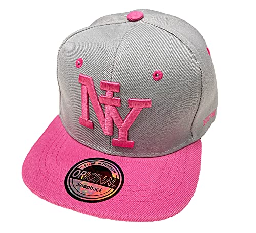 J26 Kids Kinder Snapback USA Cap Teenie Kappe Basecap Mütze Trucker Cappy Sport NY (Rosa Grau) von J26