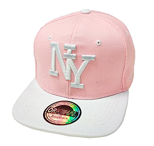 J26 Kids Kinder Snapback USA Cap Teenie Kappe Basecap Mütze Trucker Cappy Sport NY (Rosa Weiß) von J26