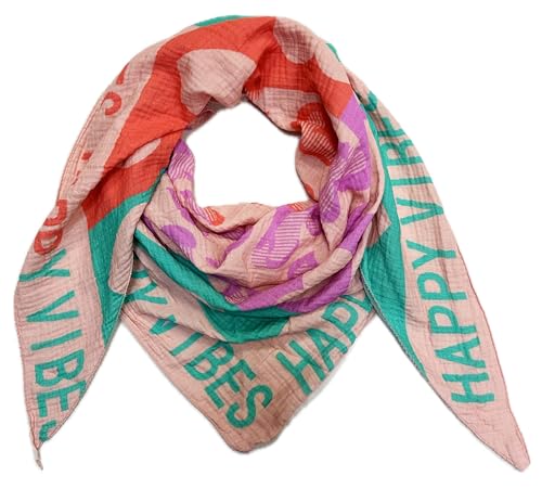 J26 Love Herz Leopard Dreieck Schal aus 100% Baumwolle Frühling Unisex Uni Fashion Stola Tuch Übergangszeit Italy Sommer Strickschal Strick Tuch Heart Leo Happy (Happy Rosa) von J26