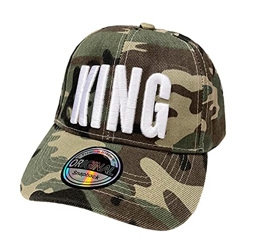 J26 NY Mr. & Mrs. King & Queen Snapback USA Cap Kappe Basecap Baseball Mütze Trucker Sport Cappy verstellbar Kult Partner Look Snapback (Camo King) von J26