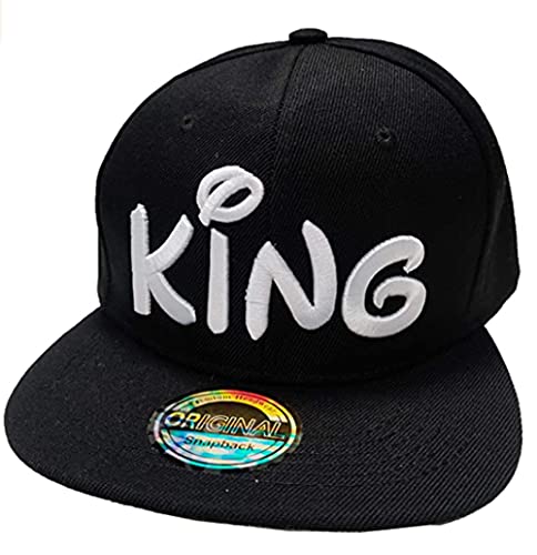 J26 Prince & Princess Brother & Sister Snapback Kinder Kids Set USA Cap Kappe Basecap Mütze Trucker Cappy Kult Partner Look Geschwister (King Schwarz) von J26