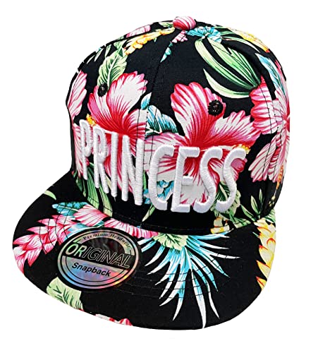 J26 Prince & Princess Brother & Sister Snapback Kinder Kids Set USA Cap Kappe Basecap Mütze Trucker Cappy Kult Partner Look Geschwister (Princess Blume Black), Einheitsgröße von J26