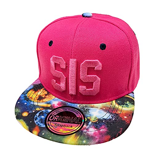J26 Prince & Princess Brother & Sister Snapback Kinder Kids Set USA Cap Kappe Basecap Mütze Trucker Cappy Kult Partner Look Geschwister (Sis Pink) von J26