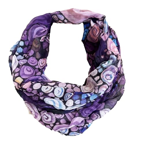 J26 Streifen Seide Glitzer Gold Fäden Sommer Frühling Loop Verlauf Regenbogen Rainbow Silk Uni Rundschal Schlauchschal Stola Schal leicht (C Lila) von J26