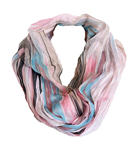 J26 Streifen Seide Glitzer Gold Fäden Sommer Frühling Loop Verlauf Regenbogen Rainbow Silk Uni Rundschal Schlauchschal Stola Schal leicht (Rosa) von J26