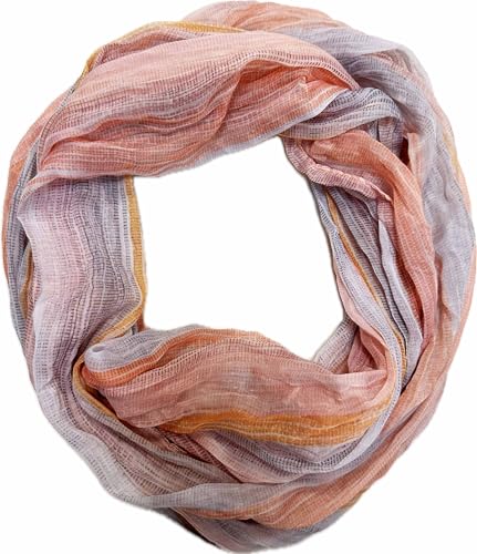 J26 Streifen Seide Loop Regenbogen Rainbow Farbverlauf Sommer Frühling Schal Verlauf Silk Uni Rundschal Schlauchschal Stola leicht 2025 Neu (B Orange) von J26