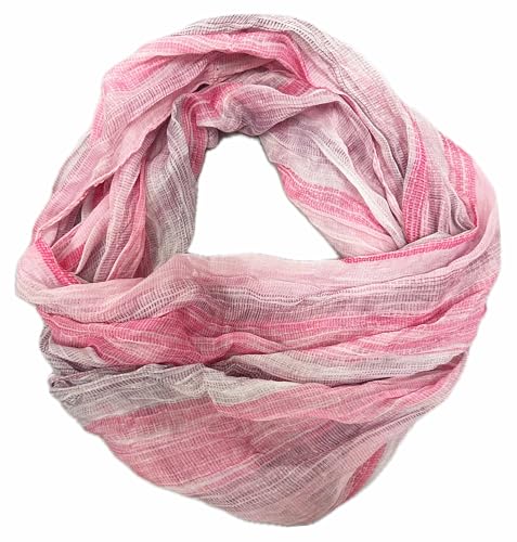J26 Streifen Seide Loop Regenbogen Rainbow Farbverlauf Sommer Frühling Schal Verlauf Silk Uni Rundschal Schlauchschal Stola leicht 2025 Neu (B Pink) von J26