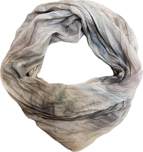 J26 Streifen Seide Loop Regenbogen Rainbow Farbverlauf Sommer Frühling Schal Verlauf Silk Uni Rundschal Schlauchschal Stola leicht 2025 Neu (G Taupe) von J26