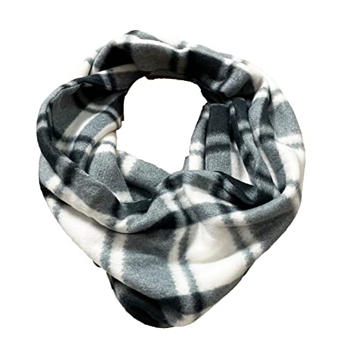 J26 TARTAN WARMER WINTER LOOP SCHAL KARO SCHLAUCHSCHAL RUNDSCHAL FLAUSCHIG GLENCHECK NEU (Grau Weiß) von J26