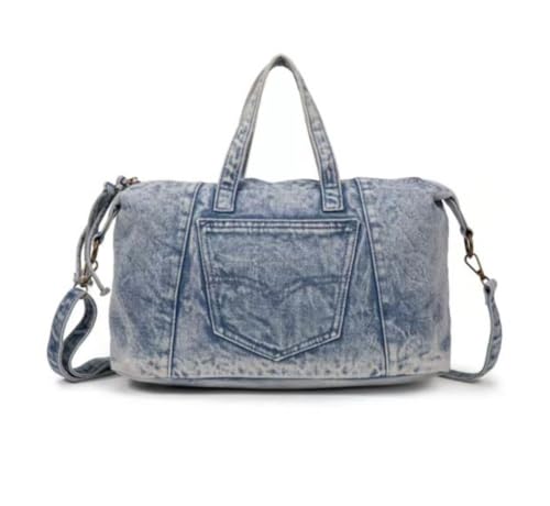 Jeans Denim Tasche Schultertasche Canvas Bag Retro Umhängetasche Shopper Uni Vintage Shopper (Modell B Hellblau) von J26