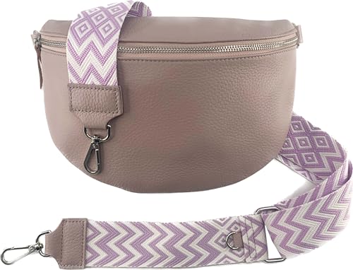 Leder Tasche mit Taschegurt Gürteltasche Crossbody Hüfttasche Bauchtasche Umhängetasche Unisex (Hell Lila klein) von J26