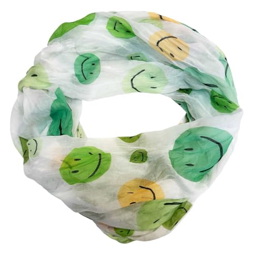J26 Smiley Loop Schal aus Seidenmischung mit Animal Print Muster Tuch Sommer Frühling Herbst Halstuch Stola Tuch Übergangsschal Seide Silk Smile (Grün) von J26