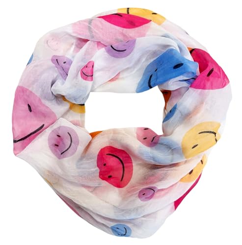 J26 Smiley Loop Schal aus Seidenmischung mit Animal Print Muster Tuch Sommer Frühling Herbst Halstuch Stola Tuch Übergangsschal Seide Silk Smile (Pink Orange) von J26