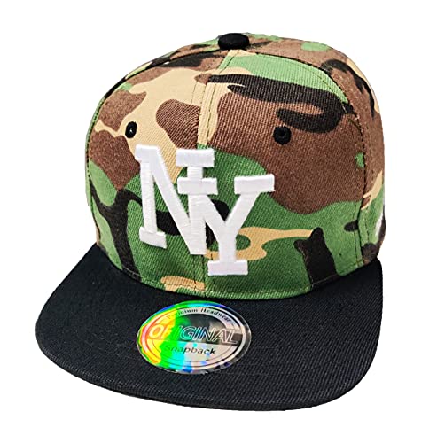 Snapback USA Cap Teenie Erwachsene Kappe Basecap Mütze Trucker Cappy Sport NY Teenie Grafiti Style (DE/NL/SE/PL, Alphanumerisch, Einheitsgröße, Camo Schwarz) von J26