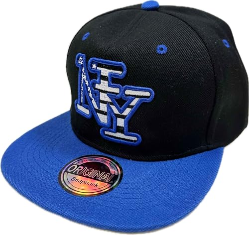 Snapback USA Cap Teenie Erwachsene Kappe Basecap Mütze Trucker Cappy Sport NY Teenie Grafiti Style (DE/NL/SE/PL, Alphanumerisch, Einheitsgröße, NY Stripes Blau) von J26