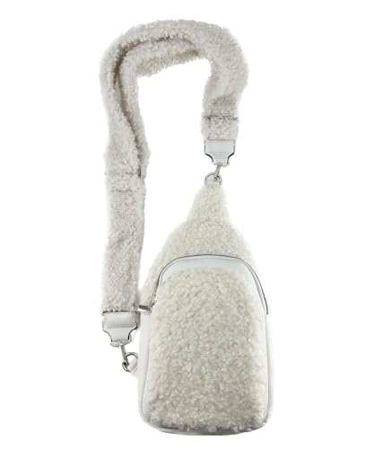 Teddyfell Gürteltasche Crossbody Bauchtasche Umhängetasche Gurt Unifarbe Unisex (Weiss) von J26