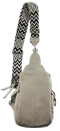 Umhängetasche Clutch Crossbody Tasche mit Taschegurt Gürteltasche Kunstleder (Hellgrau) von J26