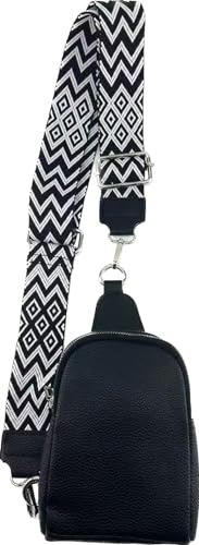 Umhängetasche Clutch Crossbody Tasche mit Taschegurt Gürteltasche Kunstleder (Schwarz) von J26