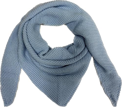 J26 XL Dreiecksschal Herbst Winter Unisex Dreieck Schal Uni Wolle Fashion Stola Tuch Übergangszeit (Blau) von J26