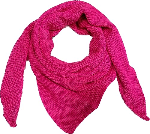 J26 XL Dreiecksschal Herbst Winter Unisex Dreieck Schal Uni Wolle Fashion Stola Tuch Übergangszeit (Pink) von J26