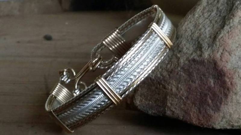 Silberdraht Schmuck, Golddraht Sterling Silber, 14Kt Gold Filled, Draht Gewickelt, Modelliert, Armbänder von J4UJewelry