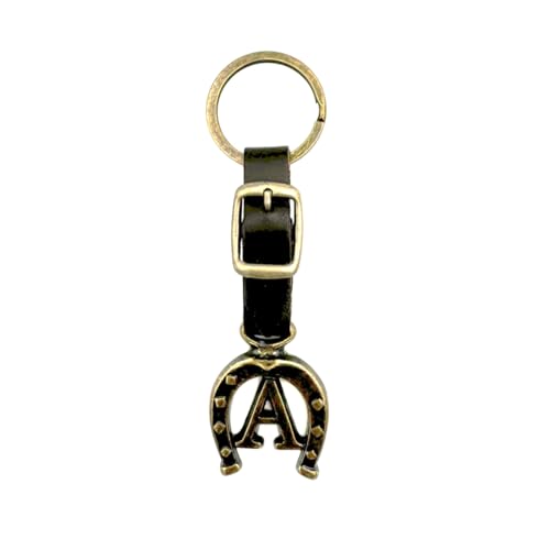 JA Horse Schlüsselanhänger Leder Kupfer Hufeisen Pferd Reiter Brief A-Z Made in Europe (A) von JA Horse