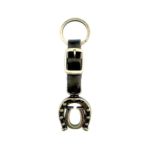 JA Horse Schlüsselanhänger Leder Kupfer Hufeisen Pferd Reiter Brief A-Z Made in Europe (U) von JA Horse