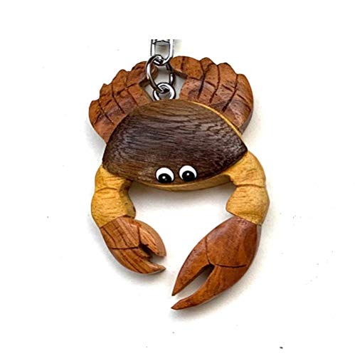 JA Horse handgemachte hölzerne Schlüsselanhänger Anhänger Dekor Meereslebewesen Segeln Hai Delfin Pinguin Meeresschildkröte (39 Krabbe) von JA Horse