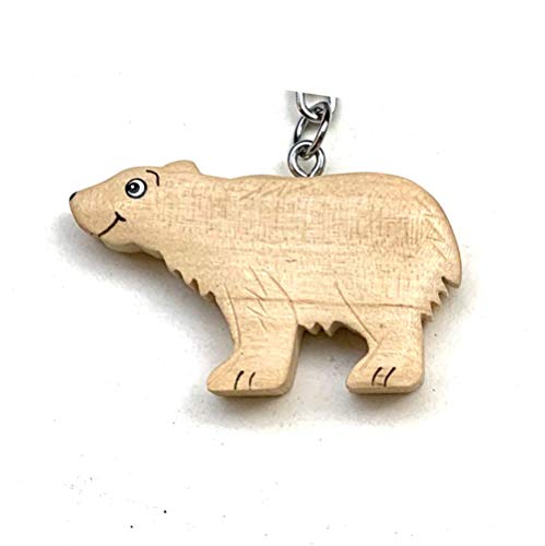 JA Horse handgemachte hölzerne Schlüsselanhänger Anhänger Dekor Meereslebewesen Segeln Hai Delfin Pinguin Meeresschildkröte (57 Eisbär) von JA Horse