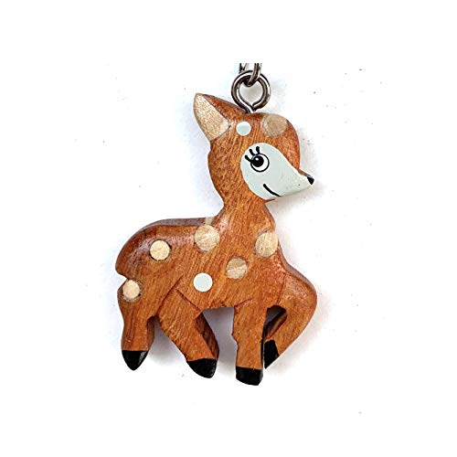 JA Horse handgemachte hölzerne Schlüsselanhänger Anhänger Dekor Tiere im Wald Bär Dachs Fuchs Igel (79 Reh - Bambi) von JA Horse