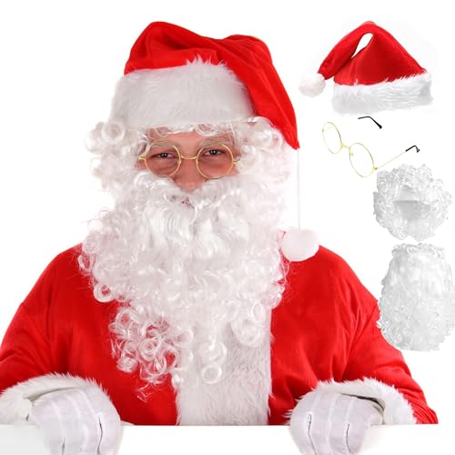 JAADU WeihnachtsmannPerücke, Weihnachtsmann mit Bart+Perücke+Mütze+Brille, weihnachtsmann bart, Weihnachtsmann Kostüm Wig für Weihnachtsverkleiden Rollenspiele Weihnachtsfeier JAADU WeihnachtsmannPerücke, Weihnachtsmann mit Bart+Perücke+Mütze+Brille, weihnachtsmann bart, Weihnachtsmann Kostüm Wig für Weihnachtsverkleiden Rollenspiele Weihnachtsfeier von JAADU