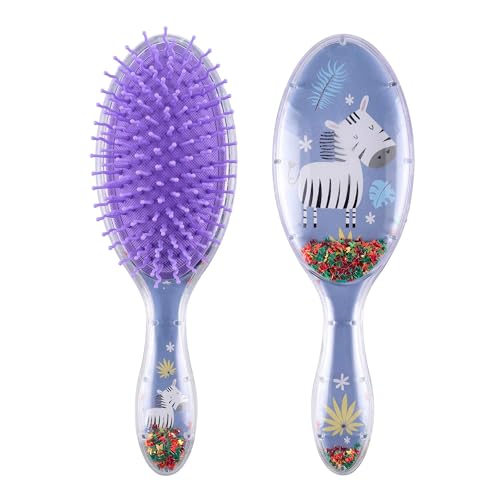 Beauty Haarbürste Design-Bürste Colourful Cartoons Printbürste mit ultraweichen Borsten, schmerzfreies Entwirrbürste für Frauen, Männer und Kinder (Zebra) von JABALUX