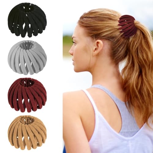 Haar Accessoires für Frauen,Vogelnest-Haarspangen,Pferdeschwanz Halter,Erweiterbarer Haarknoten Maker Haarknoten Clip für Dünnes, Feines, Dickes, Lockiges Haar (A) von JABALUX