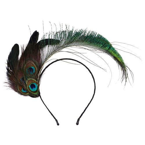 Indische Feder Stirnband Karneval Pfau Feder Kopfschmuck Flapper Haar Reifen Kopfschmuck für Tanz Karneval Maskerade Fransen Show Party von JABALUX