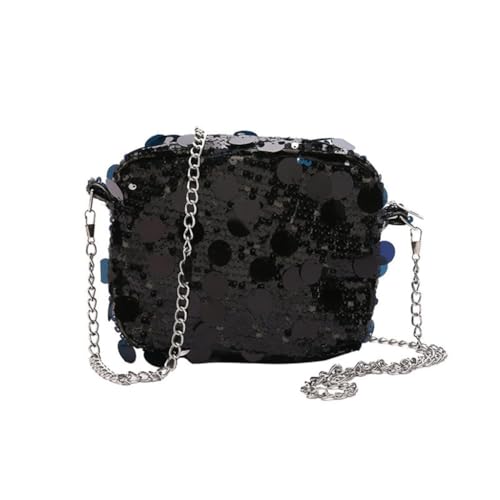 JABALUX Modische Damen-Handtasche mit Pailletten-Detail, Glitzer, Abendtasche, Kettenriemen, Schultertasche, Crossbody-Taschen (Schwarz) von JABALUX