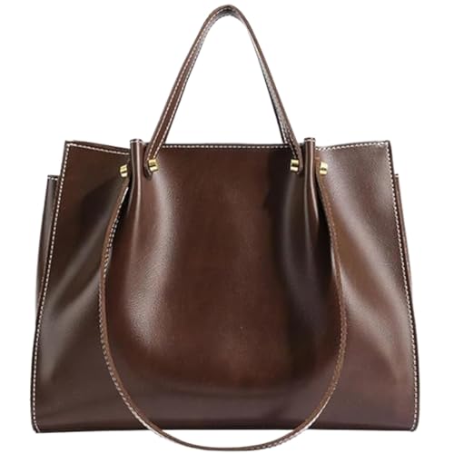 Leather Shoulder Bag for Women,Large Capacity Slouchy Work Tote Bag with Zipper,Fashion PU Purse Satchel Handbag (Brown) von JABALUX